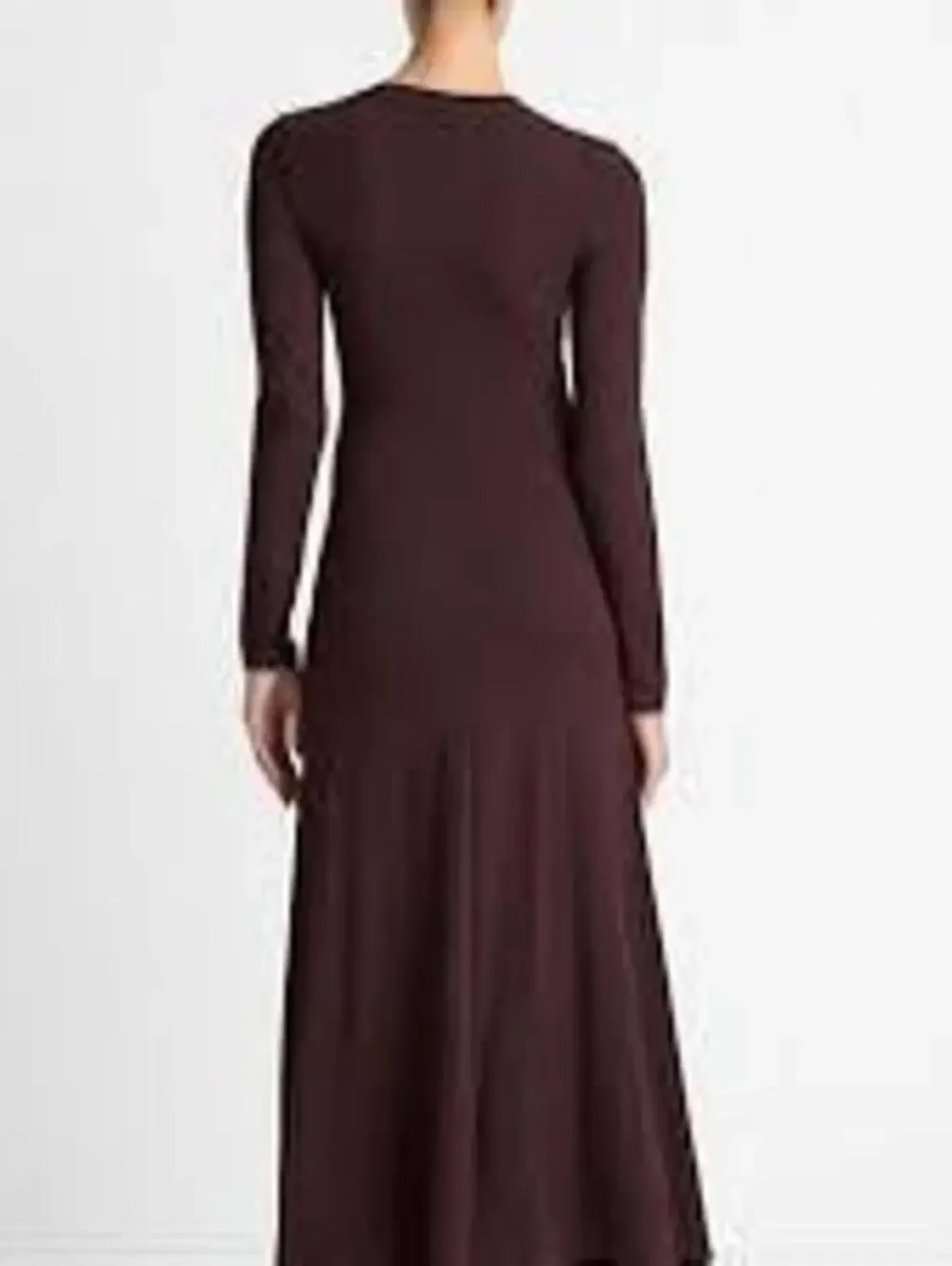 Vince Long Sleeve Ruched Burgandy Midi Dress - Picture 8 of 11